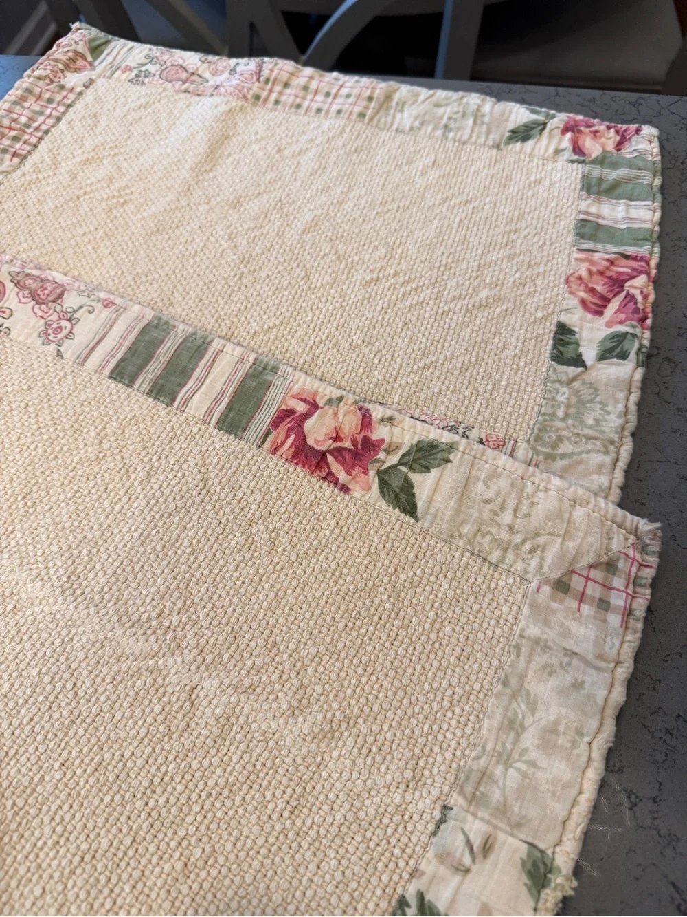 Vintage Simply Shabby Chic Quilted Placemats & Napkins Set Rachel Ashwell